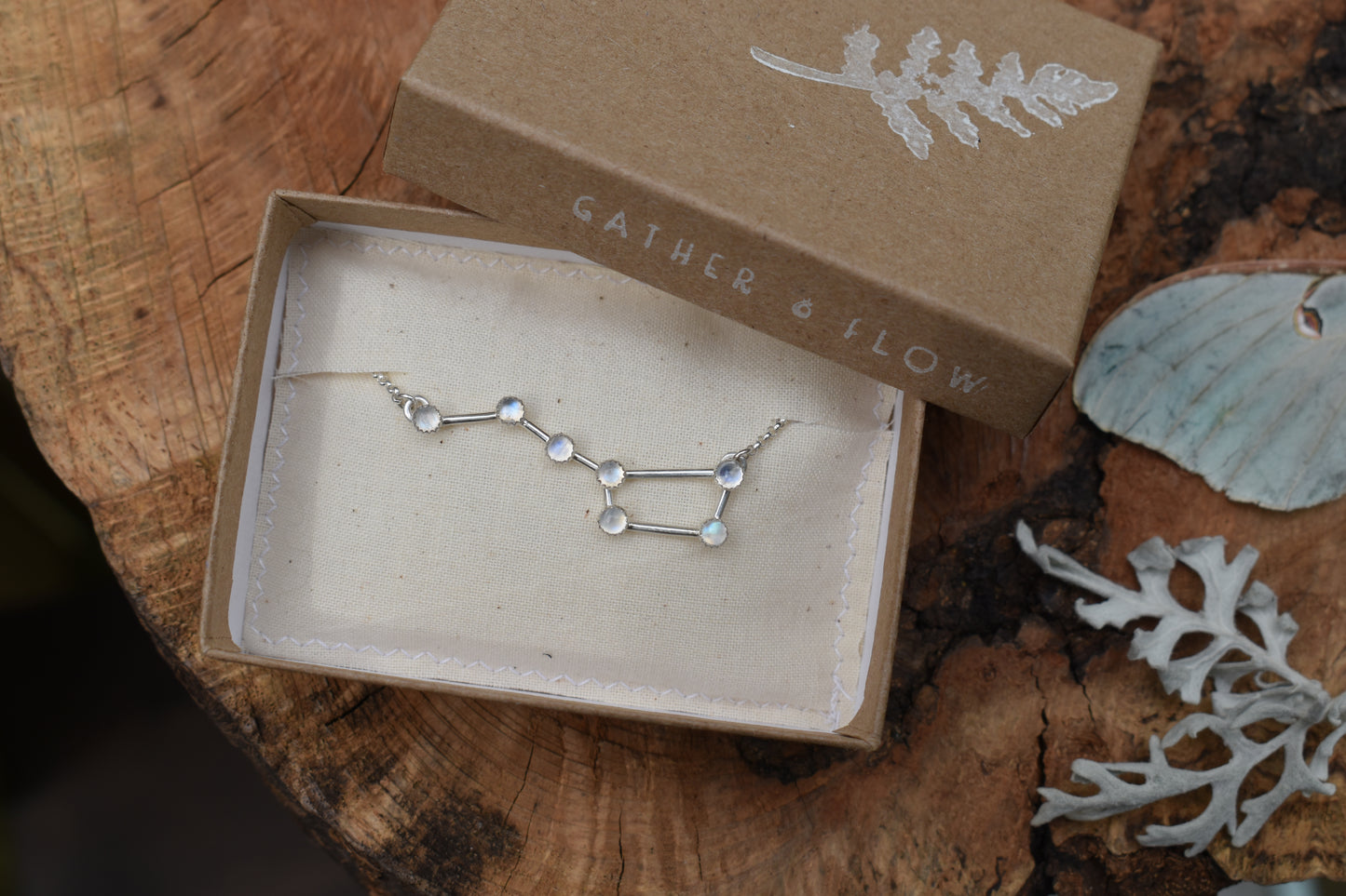 Big Dipper Necklace - Rainbow Moonstone