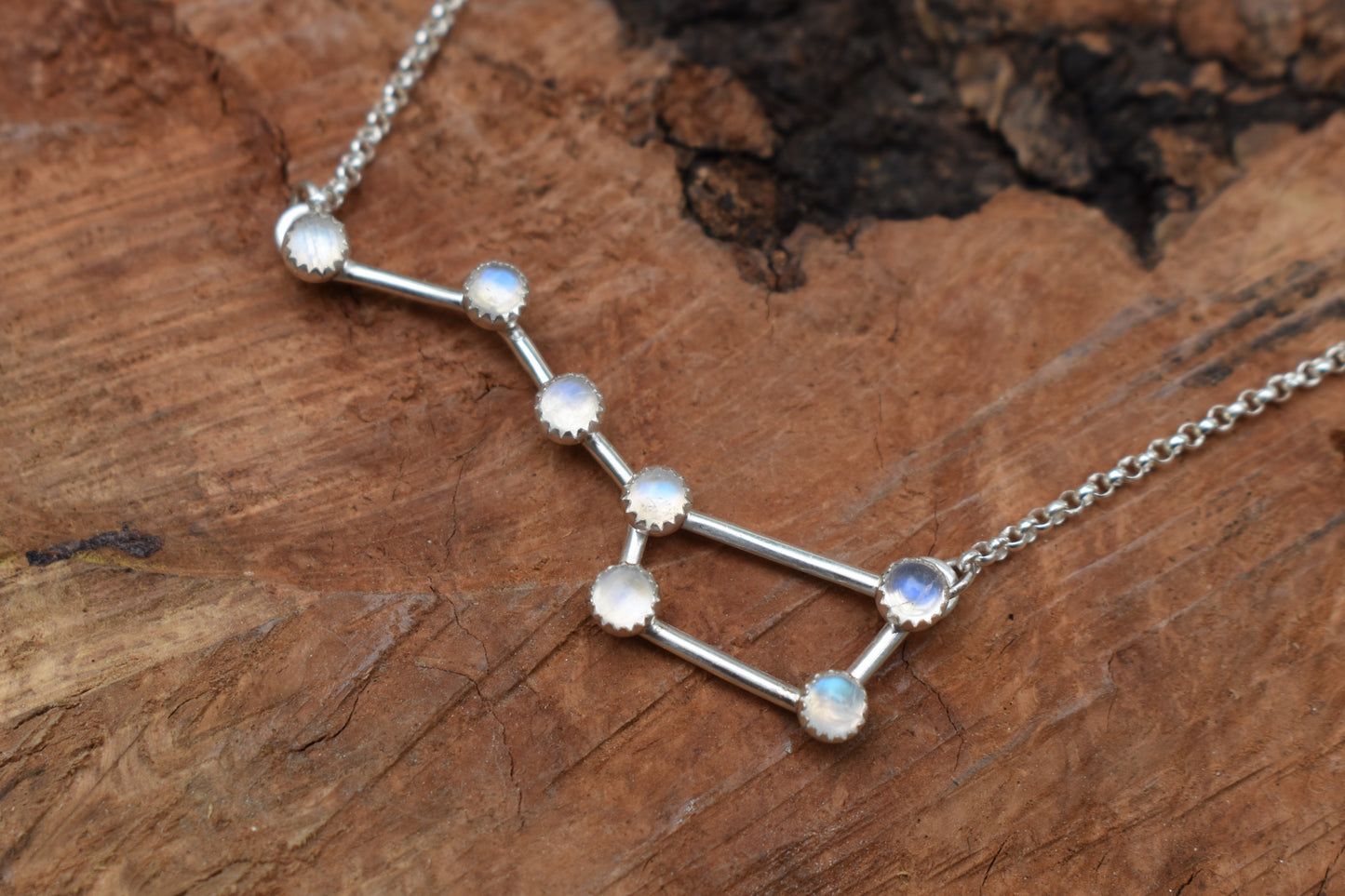 Big Dipper Necklace - Rainbow Moonstone