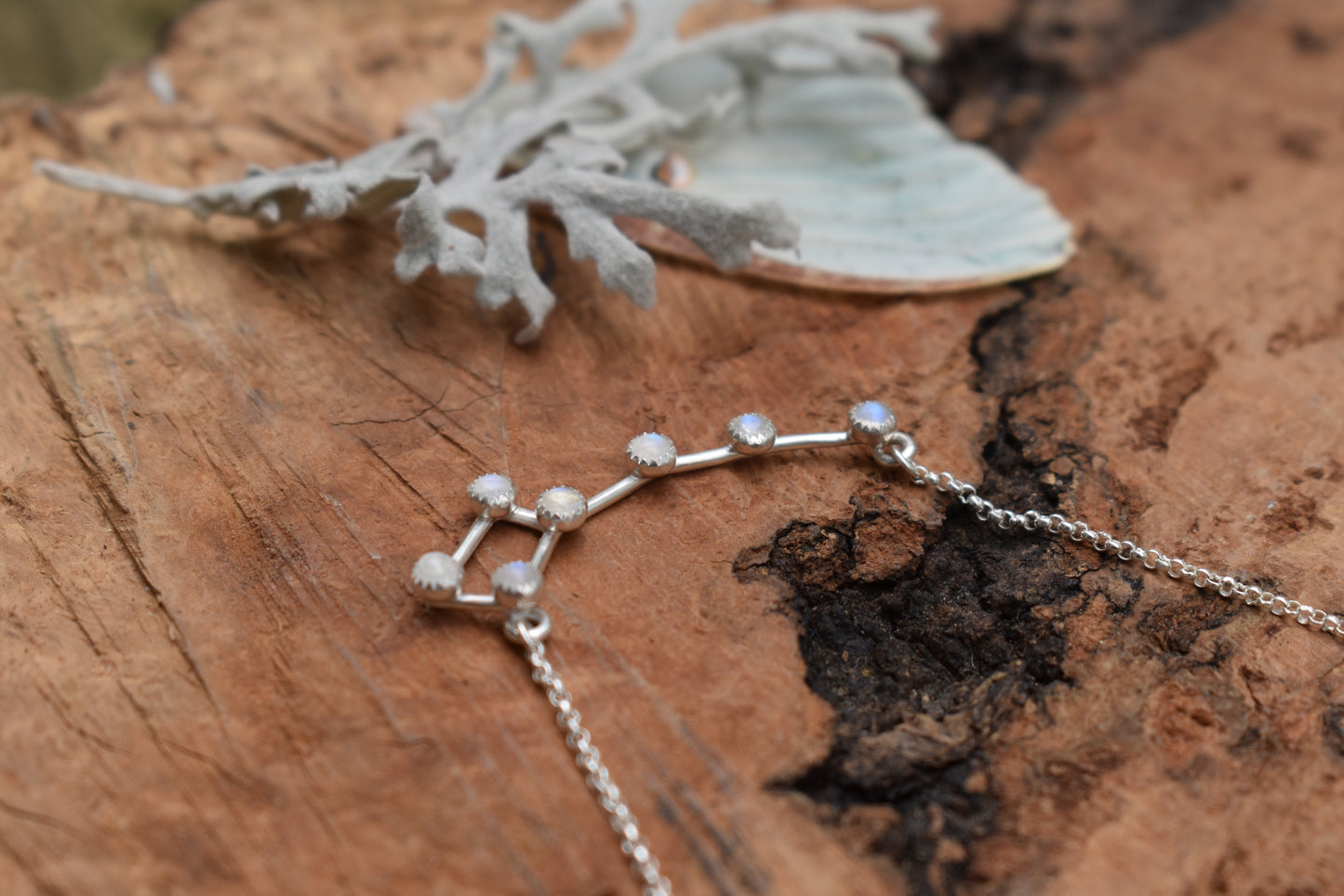 Little Dipper Necklace - Rainbow Moonstone