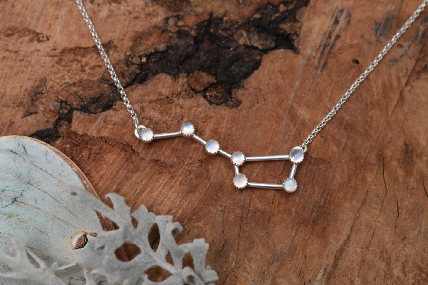 Big Dipper Necklace - Rainbow Moonstone
